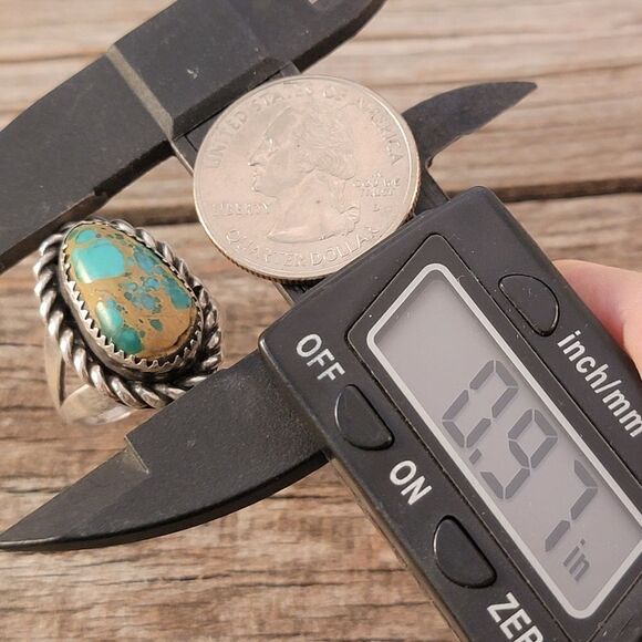 Vintage Sterling Royston Turquoise Cable Bezel Set Ring - Picture 10 of 11